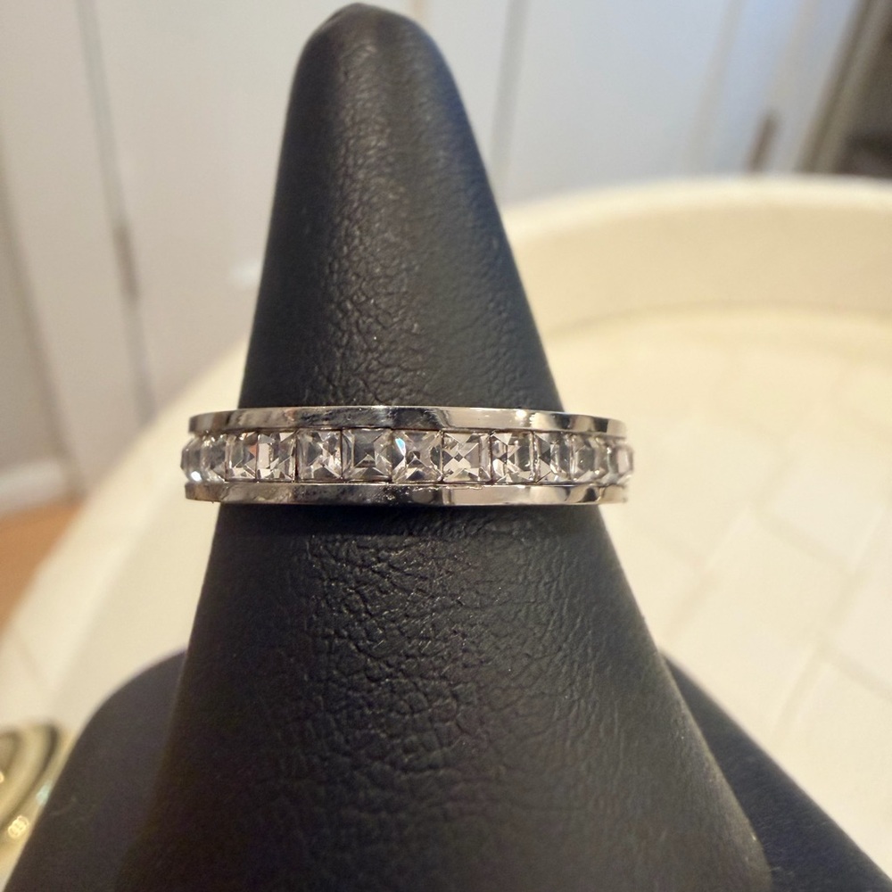 Silver Crystal Channel-Set Eternity Ring - Clear